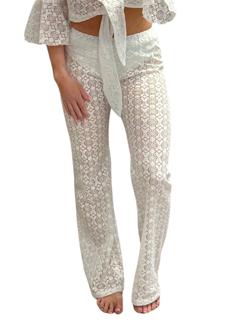 Pants Pizzo Thin Pattern White