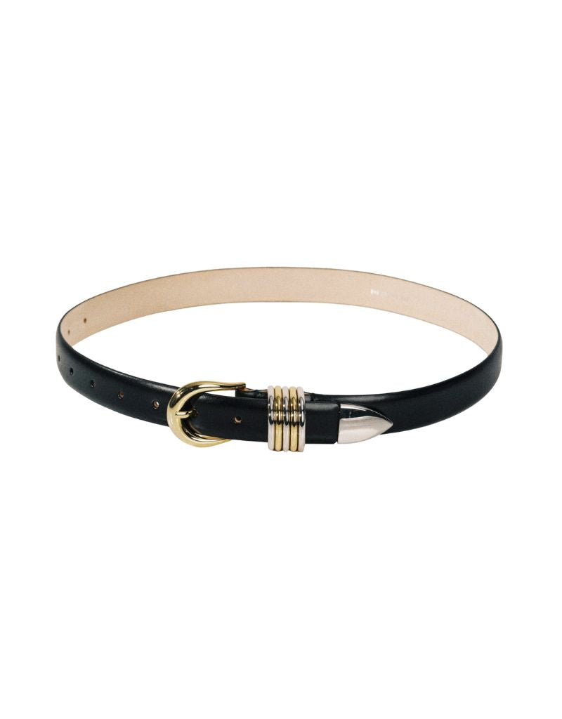 Dehanche Hollyhock Mixed Metal Belt Black Silver & Gold