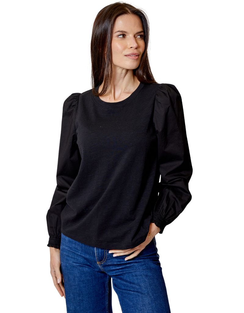 Design History Combo Long Sleeve Top Black