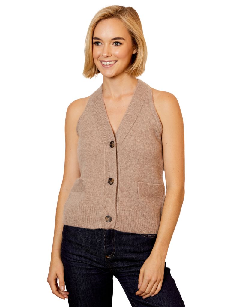 Design History Vest Cardi Toast