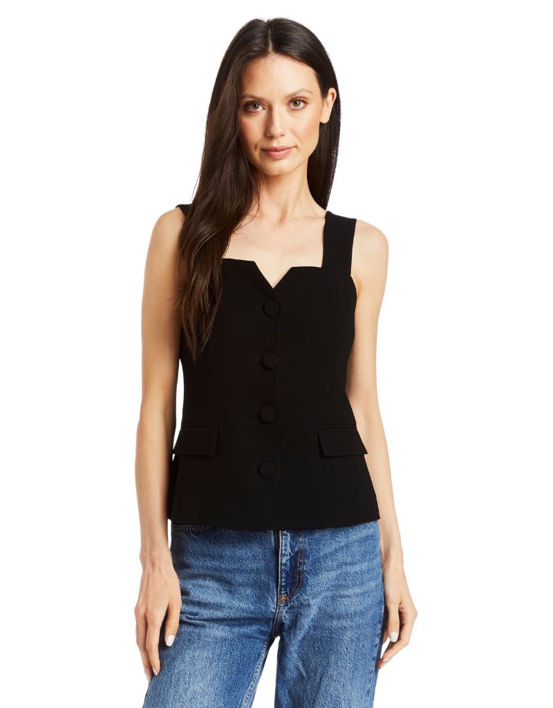 Drew Billie Satin Back Crepe Vest Black