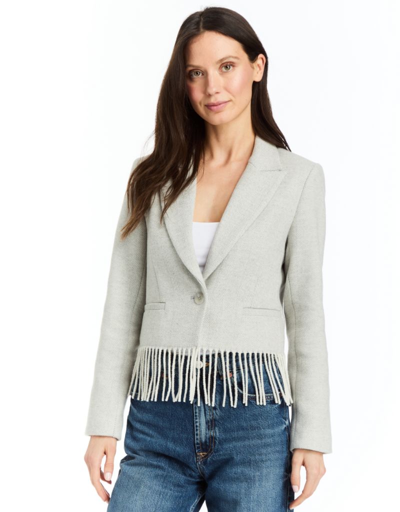 Drew Clothing Lillith Fringe Benefits Blazer Pearl