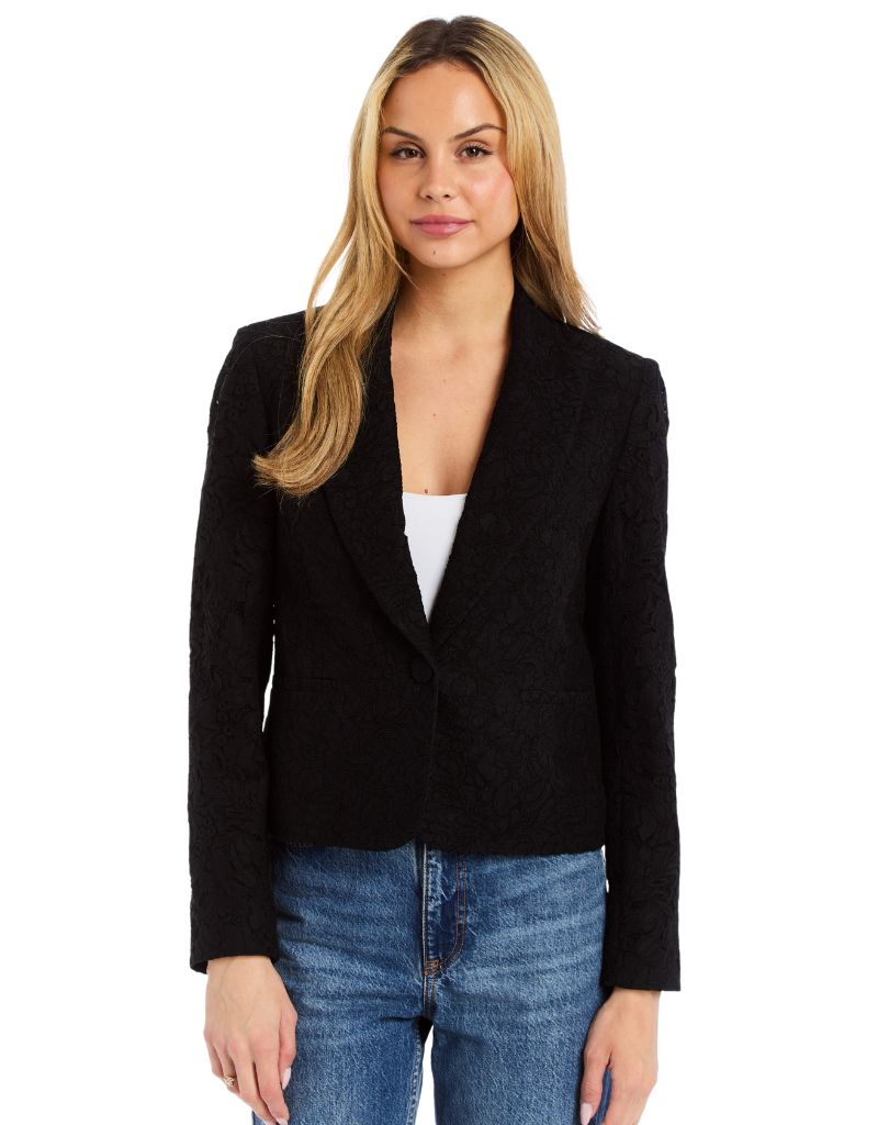 Drew Clothing Milo Japanese Lace Blazer Black