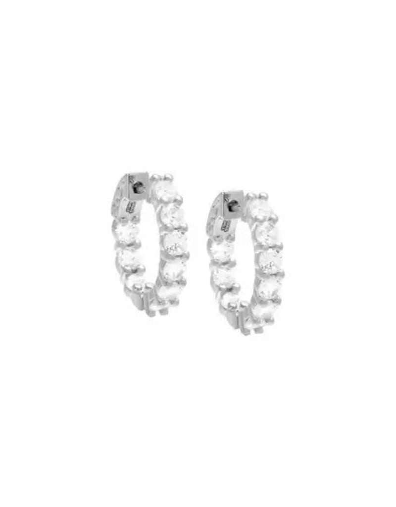 Eden CZ Round Hoop Earring Silver