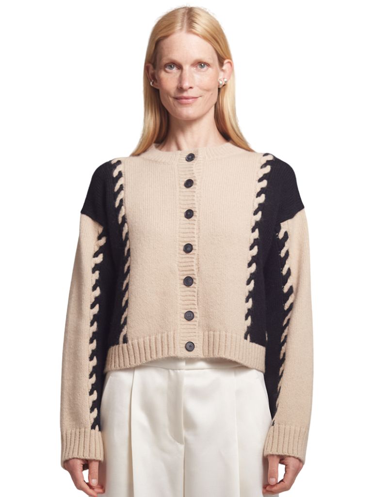 Eleven Six Daria Cardi Pale Camel Black Combo