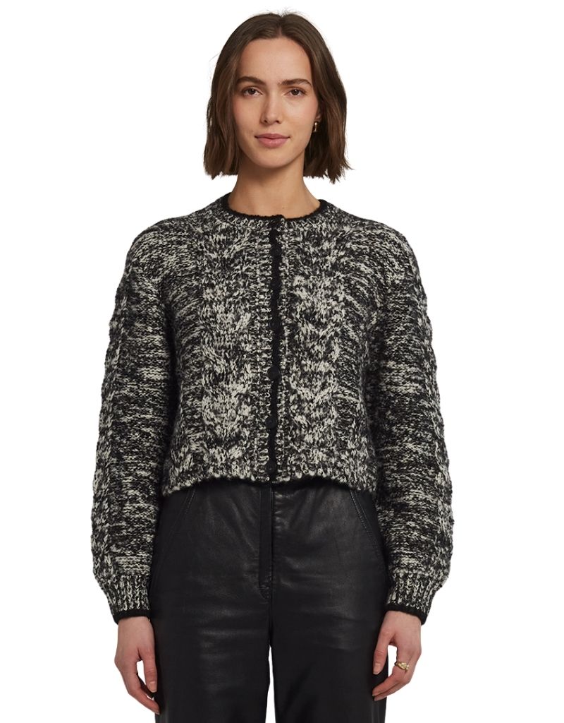 Eleven Six Skylar Cardi Ivory Black Tweed