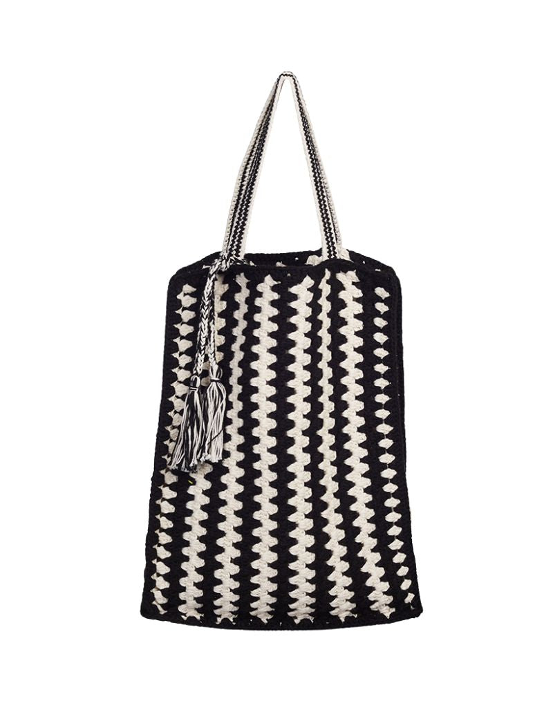 Eleven Six Vera Crochet Tote Bag Ivory Black Combo