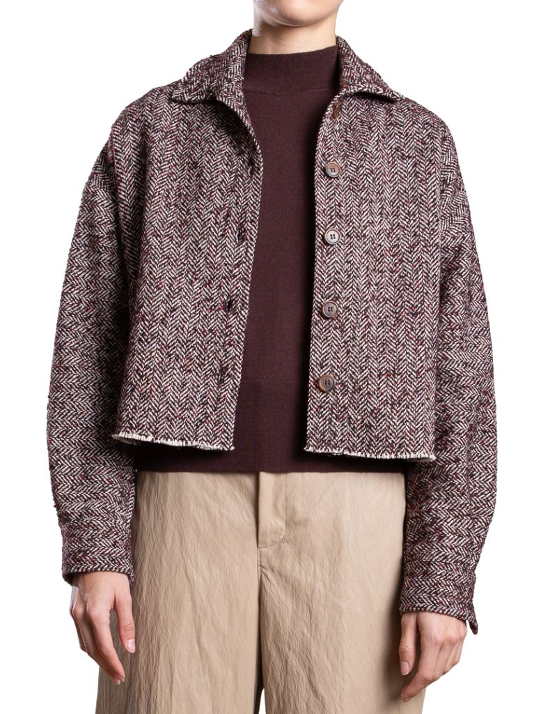 Esme Shirt in Herringbone Burgundy