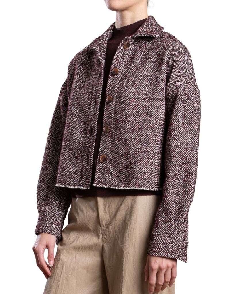 Esme Shirt in Herringbone Burgundy