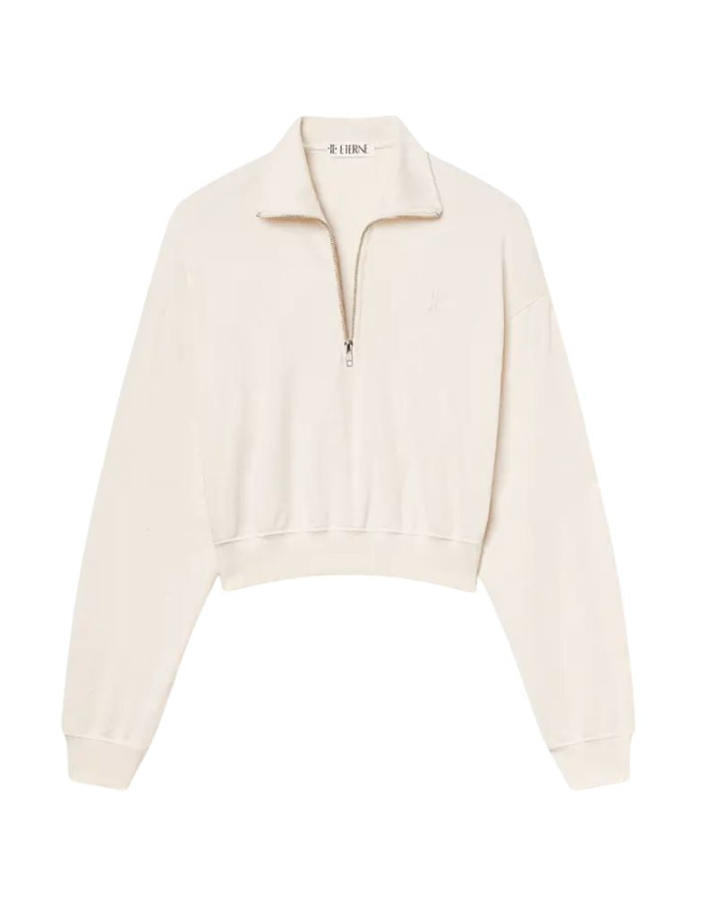 Eterne Cropped Half-Zip Sweatshirt Bone