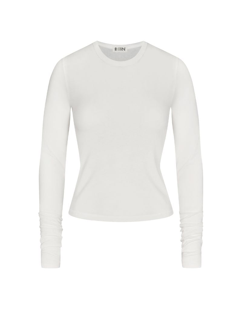 Eterne Fitted Crewneck Long Sleeve T-Shirt CB363-03 Ivory