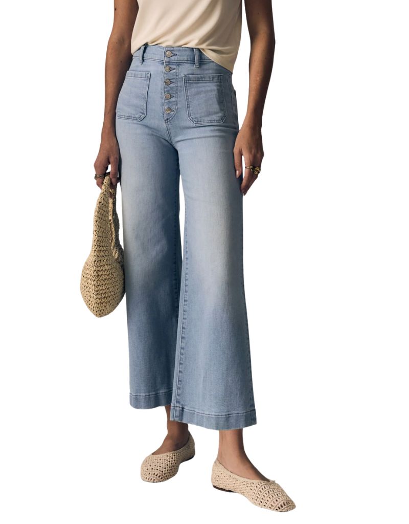 Georgia Wideleg Ankle High Rise Blue Oasis
