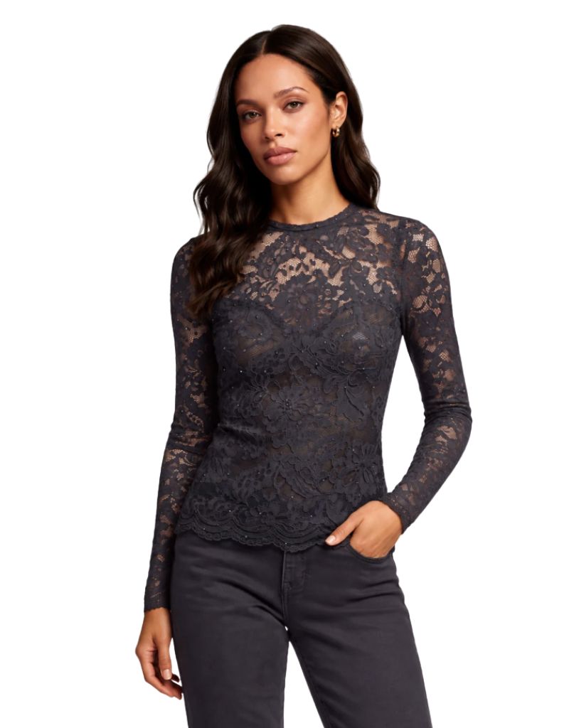 Generation Love Clayton Crystal Lace Top Black