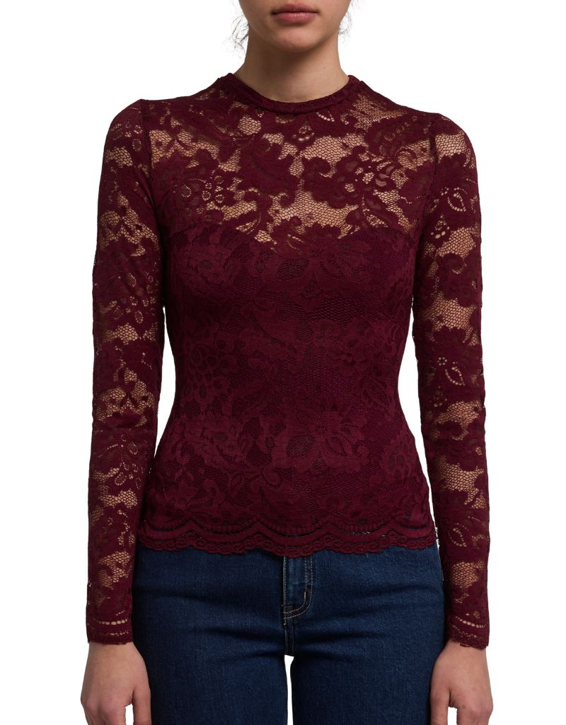 Generation Love Clayton Lace Top Cabernet