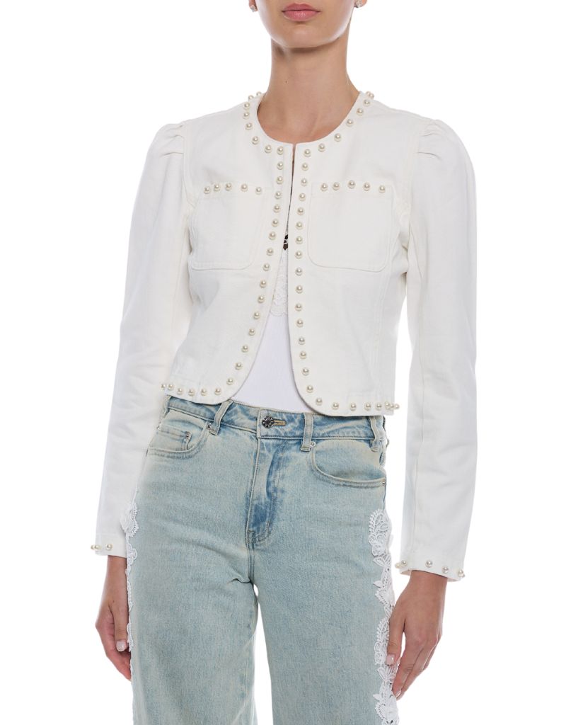 Generation Love Emilie Pearl Denim Jacket Chalk