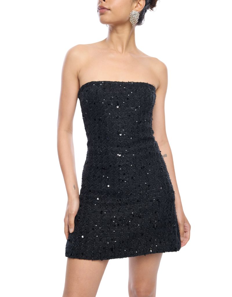 Generation Love Evelyn Tweed Dress Black