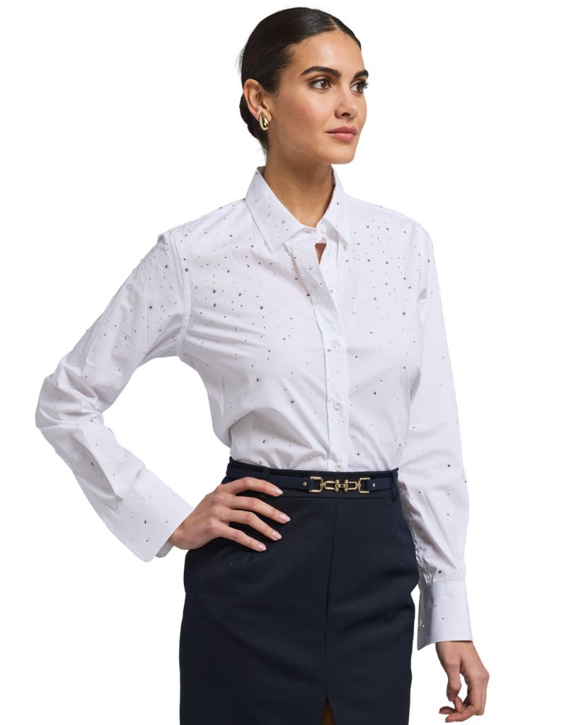 Generation Love Marcello Crystal Poplin Shirt White Clear