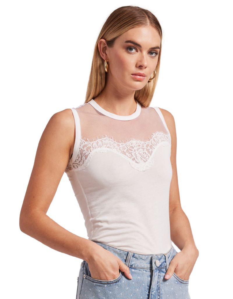 Generation Love Marilyn Lace Combo Top in White