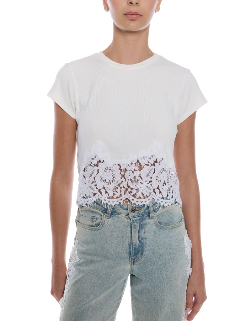 Generation Love Paige Rib Lace Combo Top White