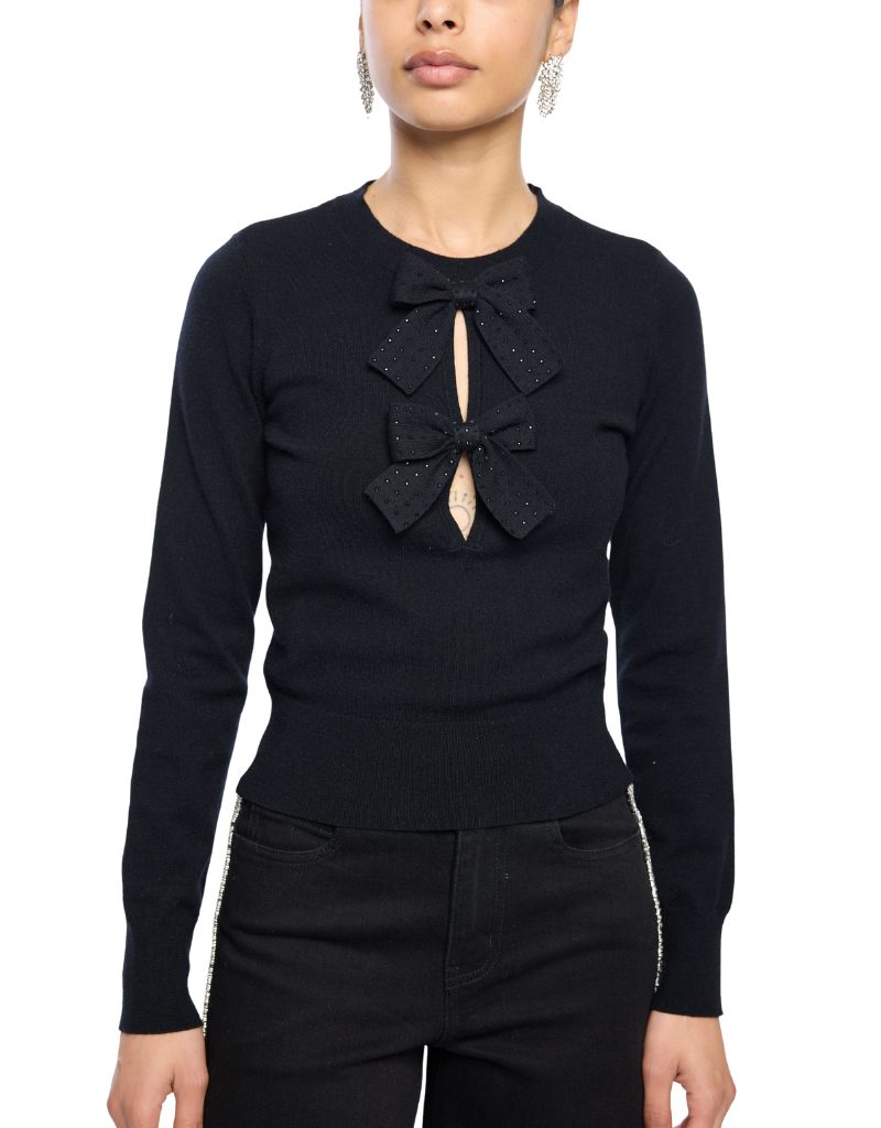 Generation Love Salome Crystal Bow Sweater Black