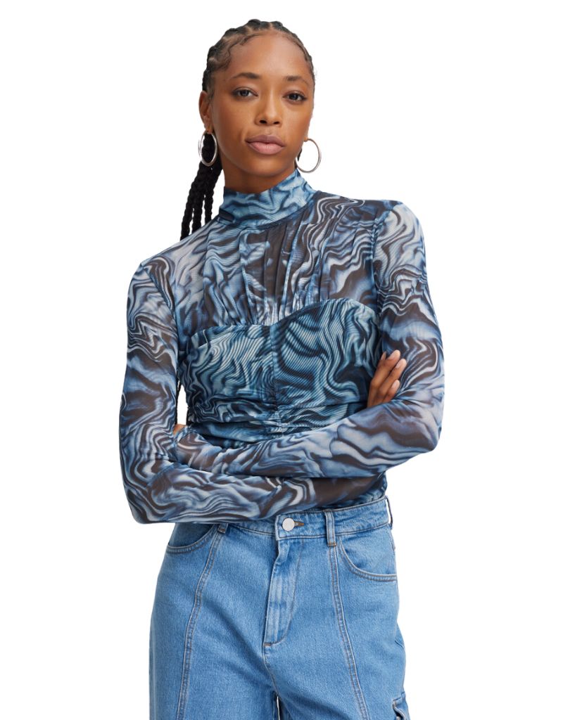 Gestuz EwaGZ P Blouse Grey Blue Ripple