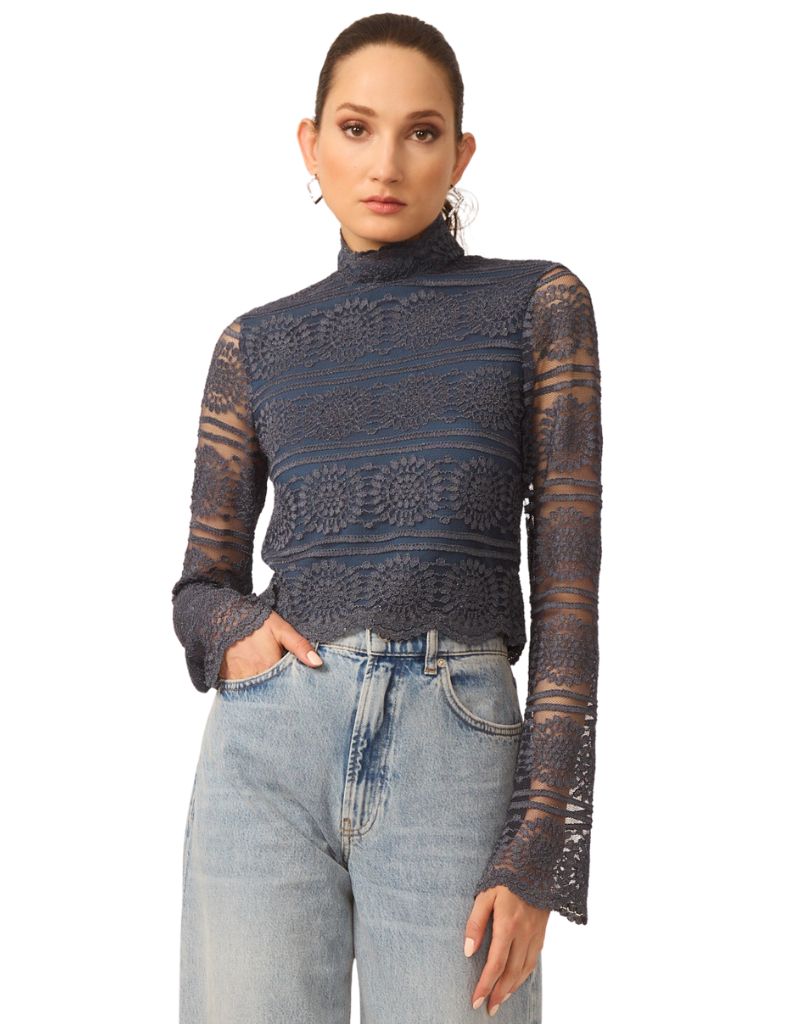 Gilner Farrar Crista top Teal Lace Knit