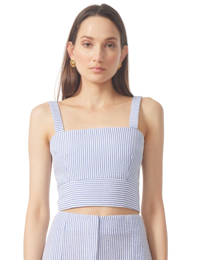 Gilner Farrar Kylian top Blue Seersucker