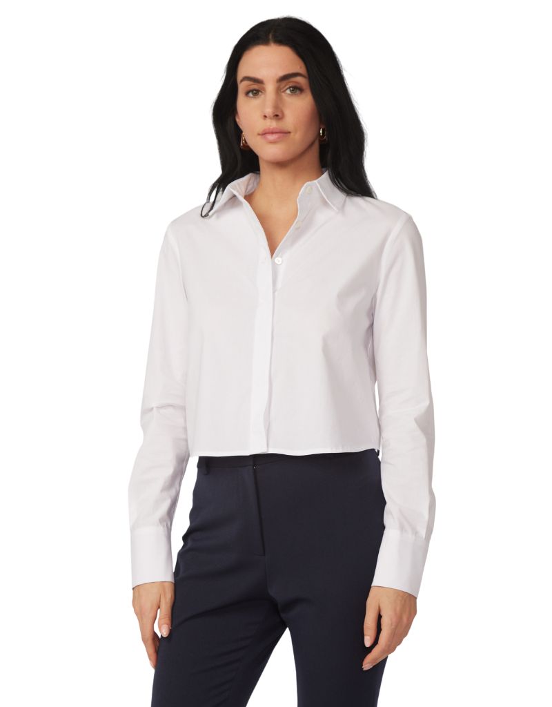 Gilner Farrar Madilyn Blouse White Cotton Stretch Poplin
