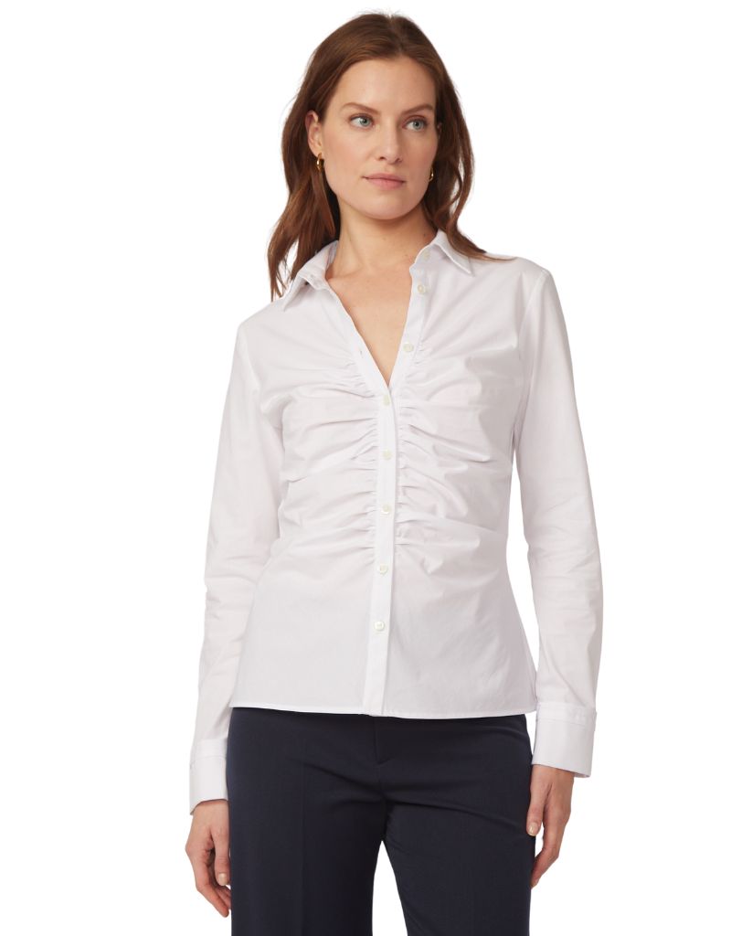 Gilner Farrar Naomi Blouse White Cotton Stretch Poplin