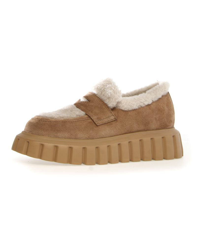 Grenelle Mok Fur Suede Shearling Light Brown Beige 0C01