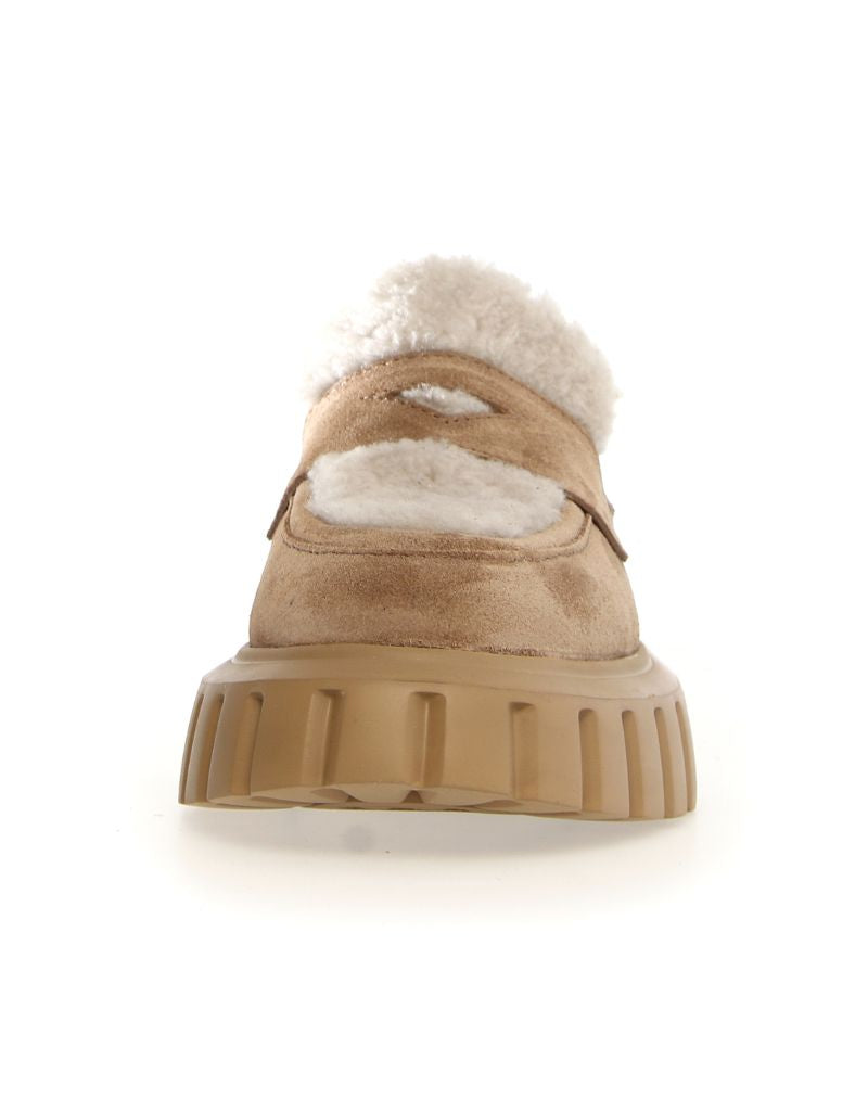 Grenelle Mok Fur Suede Shearling Light Brown Beige 0C01
