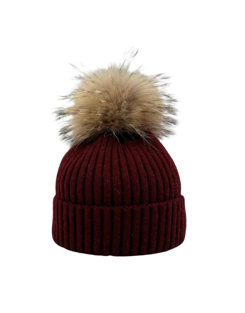 HA-11 Rib Hat with Pom Wine