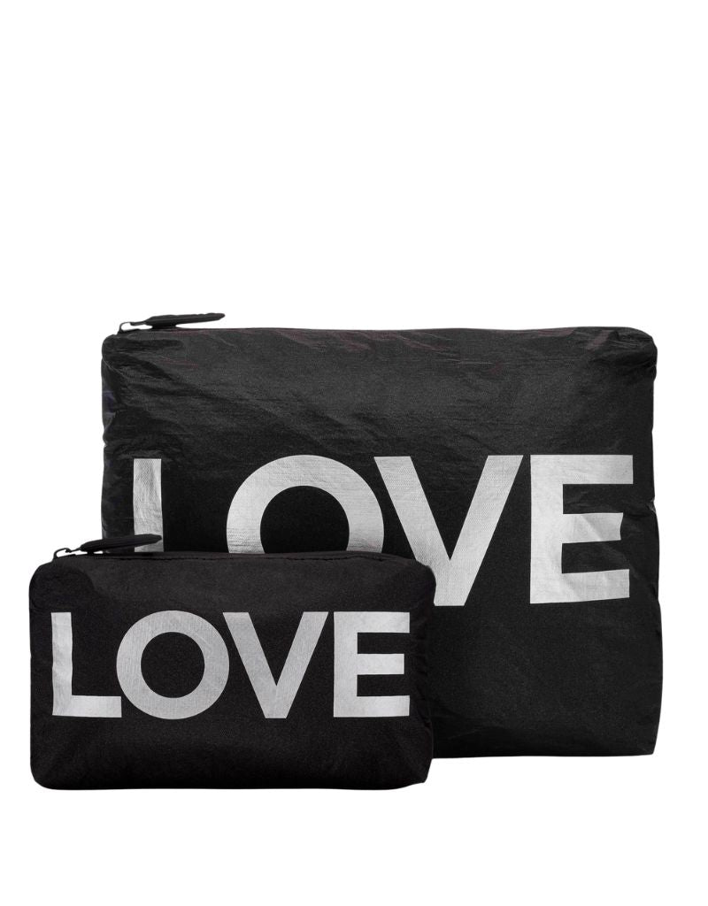 Hi Love Travel Black with Metallic Silver Love - 2 Set