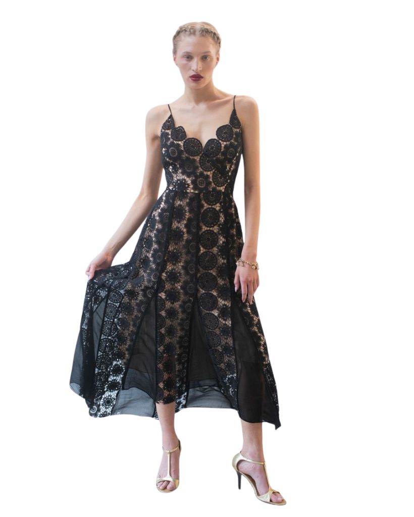 Hope For Flowers by Tracy Reece Godet Slip Dress Black