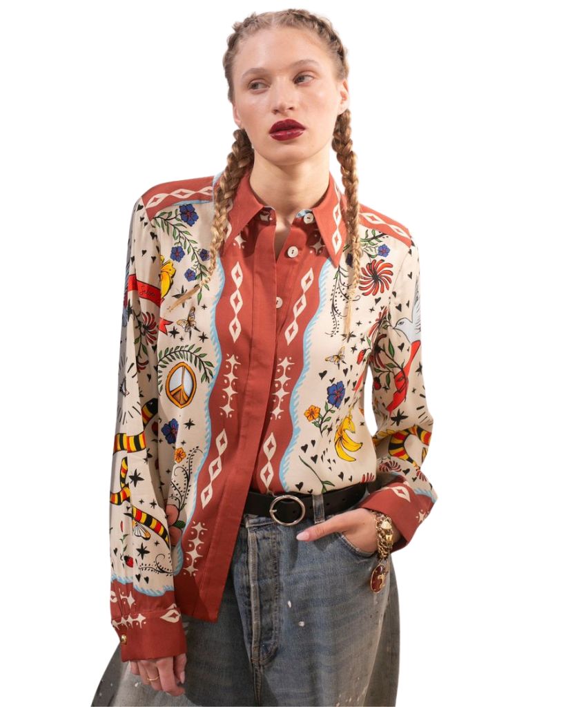 Hope for Flowers by Tracy Reece French Cuff Shirt Curio Scarf