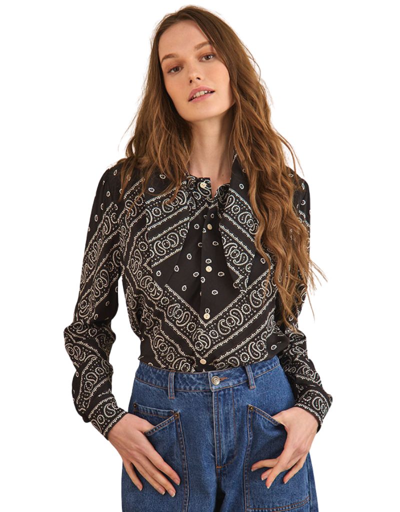 Hunter Bell Frances Blouse Aces Wild Black
