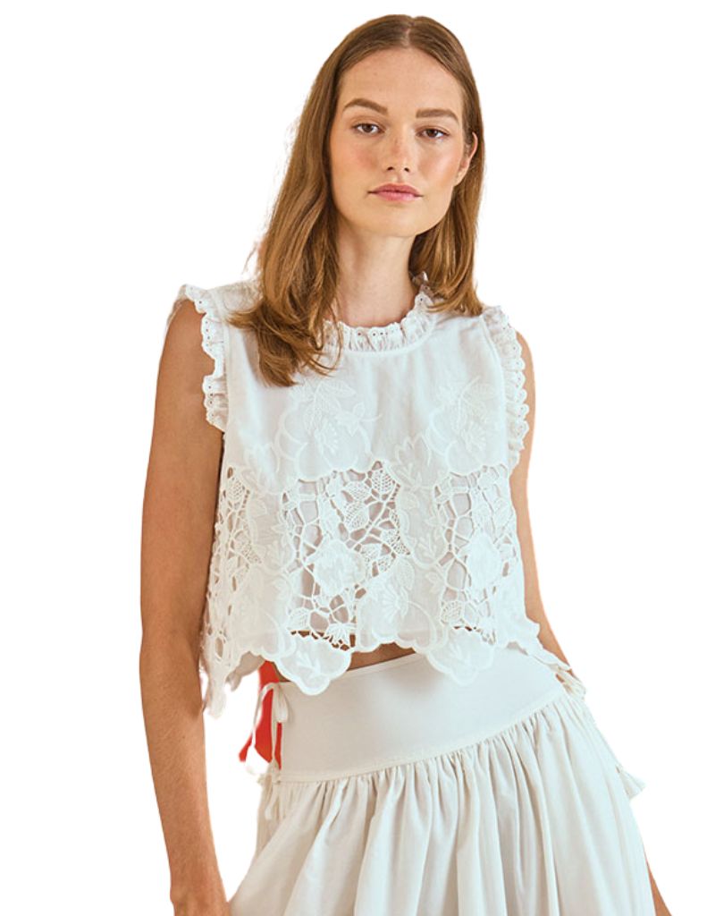 Hunter Bell Francesca Top White Embroidery