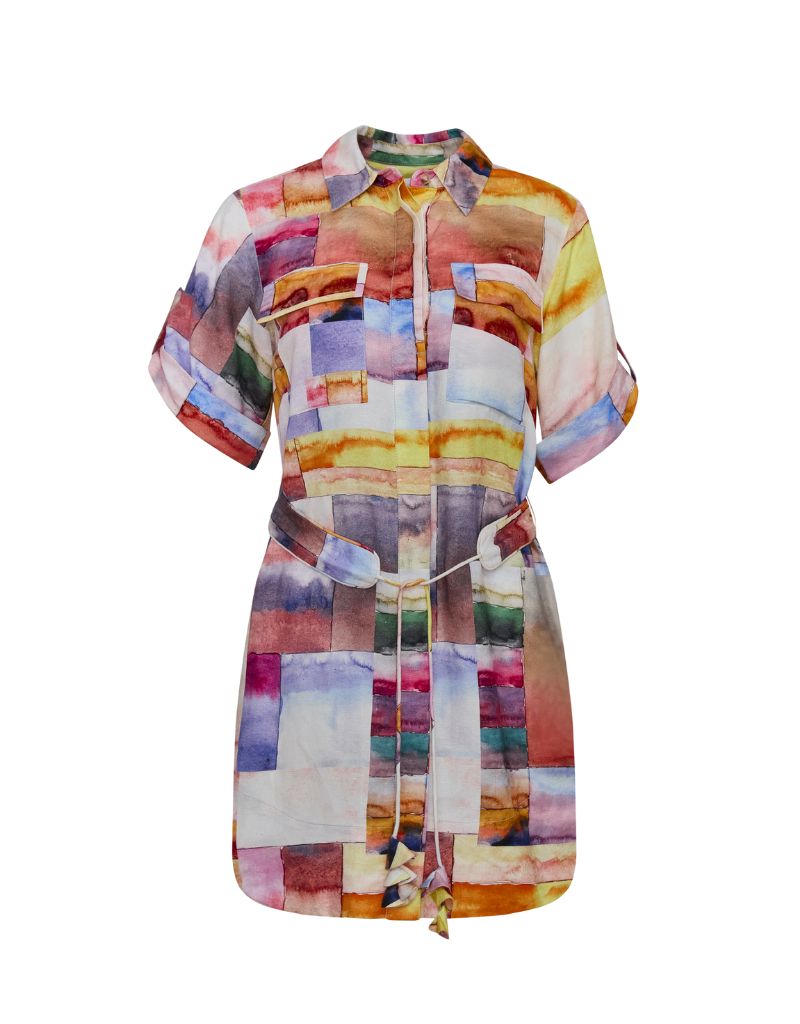 Hunter Bell Nicole Dress Watercolor Mosaic