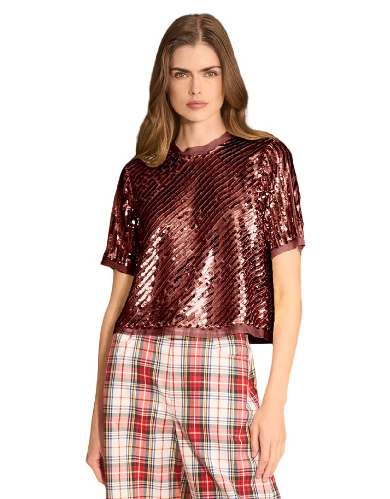 Hunter Bell Pixie Top Mulberry Sequin
