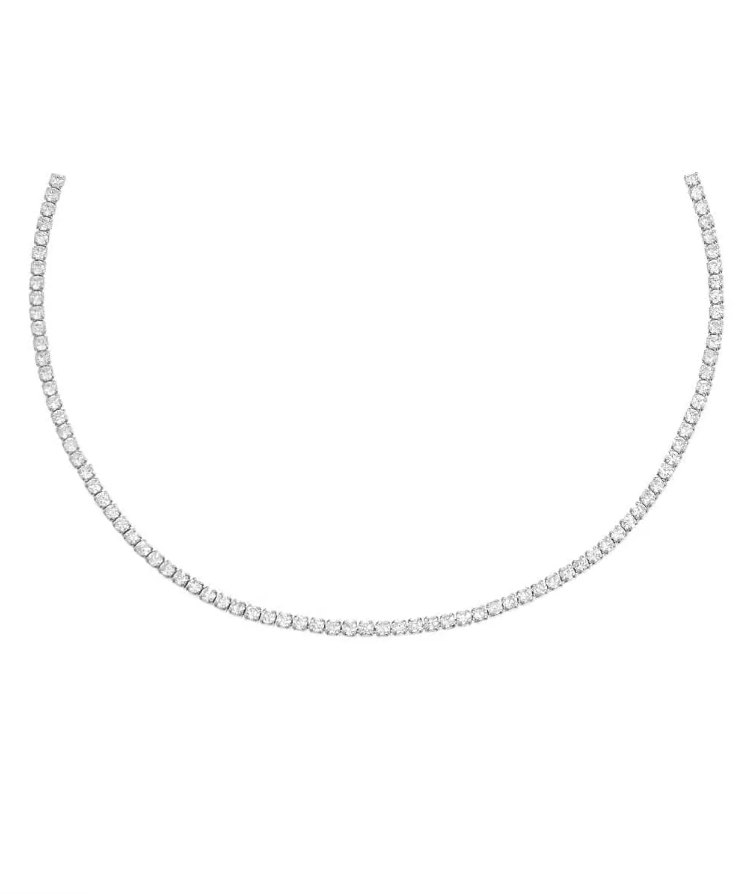 I Am More Jewels N21129-SIL-409 Thin Tennis Choker Silver