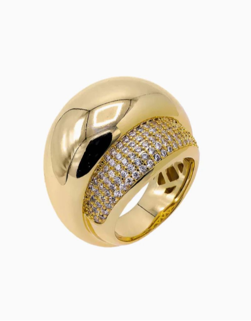 I Am More Jewels R75834GLD-36 Solid/Pavé Double Dome Chunky Ring Size 7