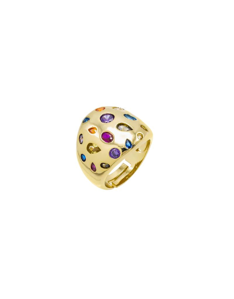 I Am More Jewels R93956-BRGLD Shape Scattered Dome Ring Multi