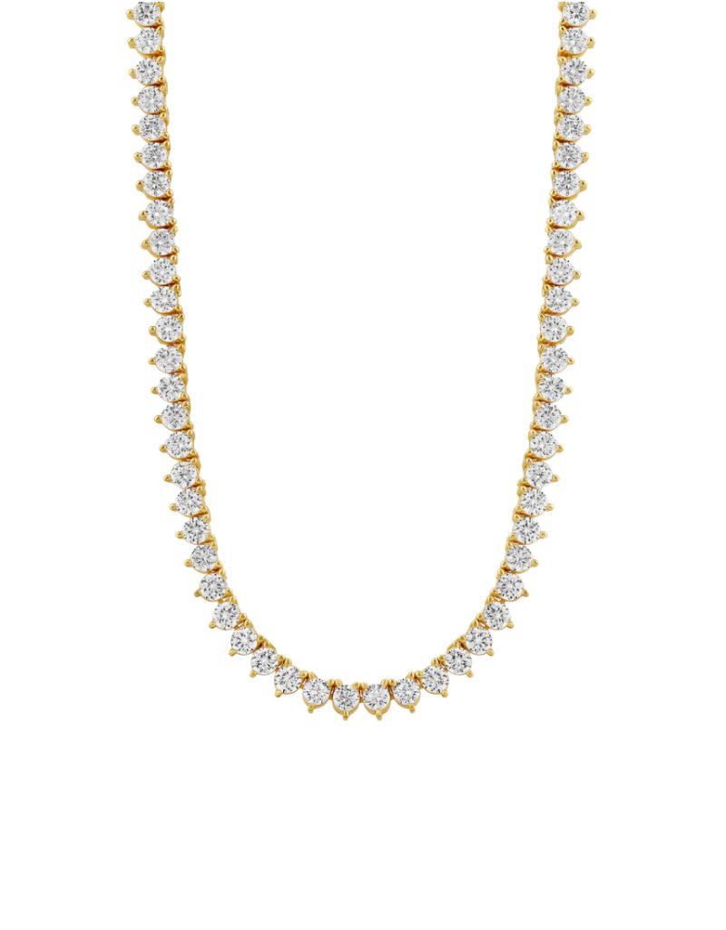 JTG Jewelry 3-Prong Tennis Necklace Gold