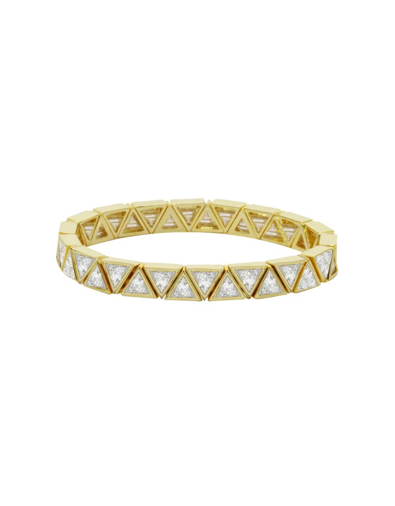 JTG Jewelry All Diamond Triangle Stretchy Bracelet Gold