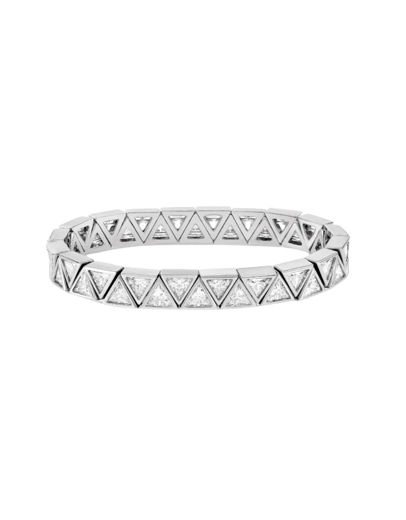 JTG Jewelry All Diamond Triangle Stretchy Bracelet Silver