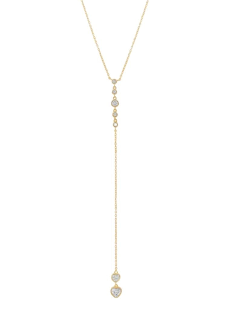 JTG Jewelry Bezel Heart Dropping Lariat
