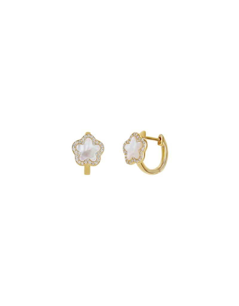 JTG Jewelry Bloom Huggie Earrings Gold White