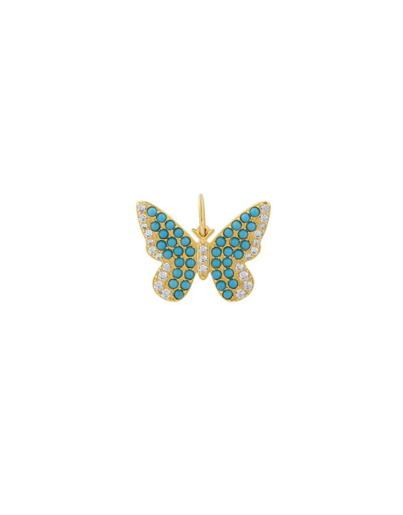JTG Jewelry Butterfly Spark Charm Gold Turquoise
