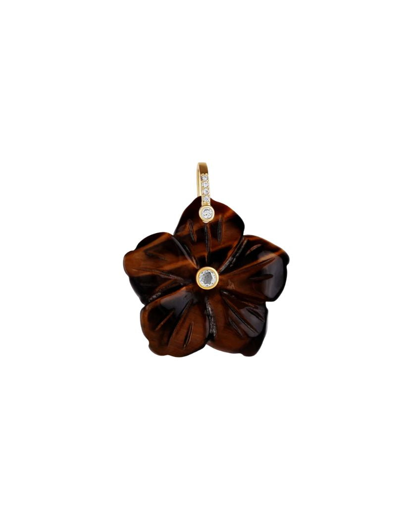 JTG Jewelry Carved Flower Charm Gold Brown