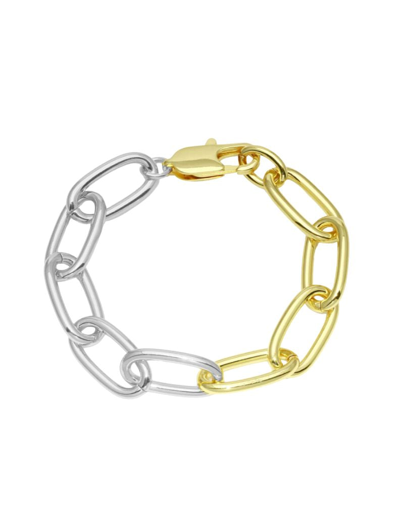 JTG Jewelry Chunky Two Tone Link Round Chain Bracelet